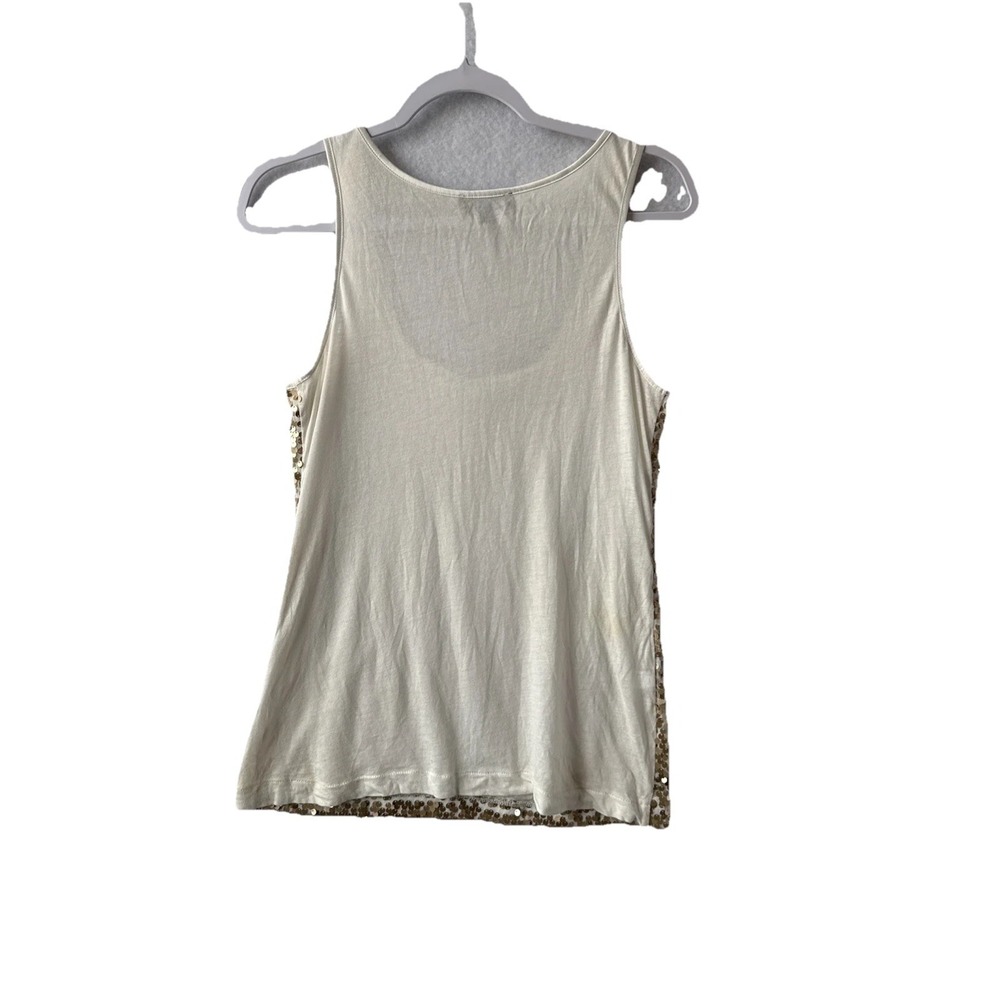 Express Gold Sequin Modal Cotton Sleeveless Scoop‎ Tank S Boho Chic Glam Party - Picture 2 of 9
